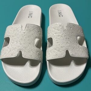 White Slide Sandals